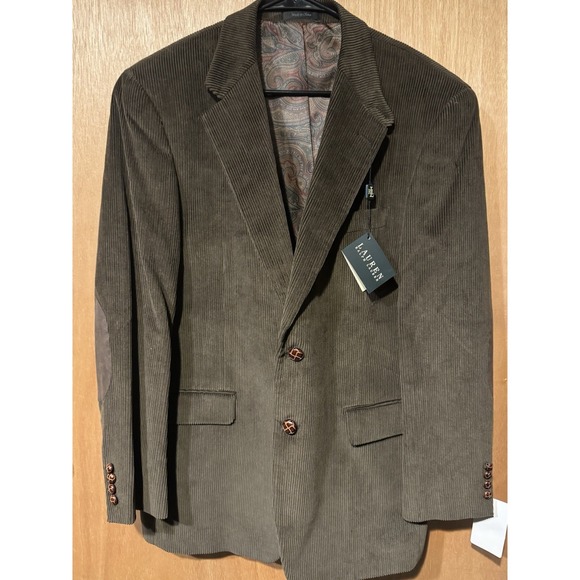 Lauren Ralph Lauren NWT Brown Corduroy Blazer Leather Elbow Patches And Buttons